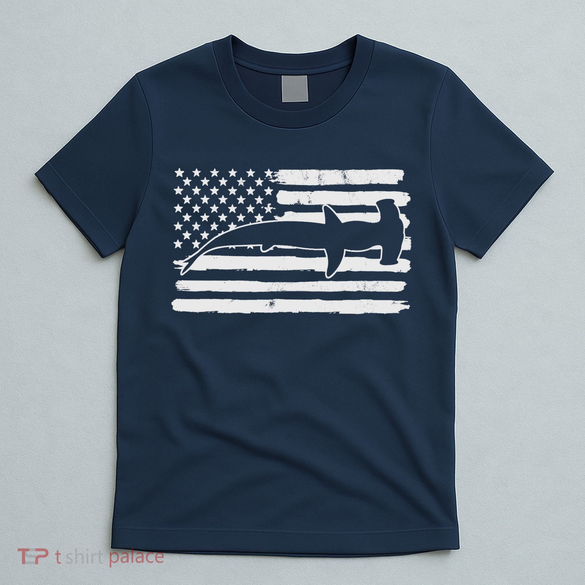 Hammerhead Shark USA Flag 4th Of July Fourth Vintage T-Shirt