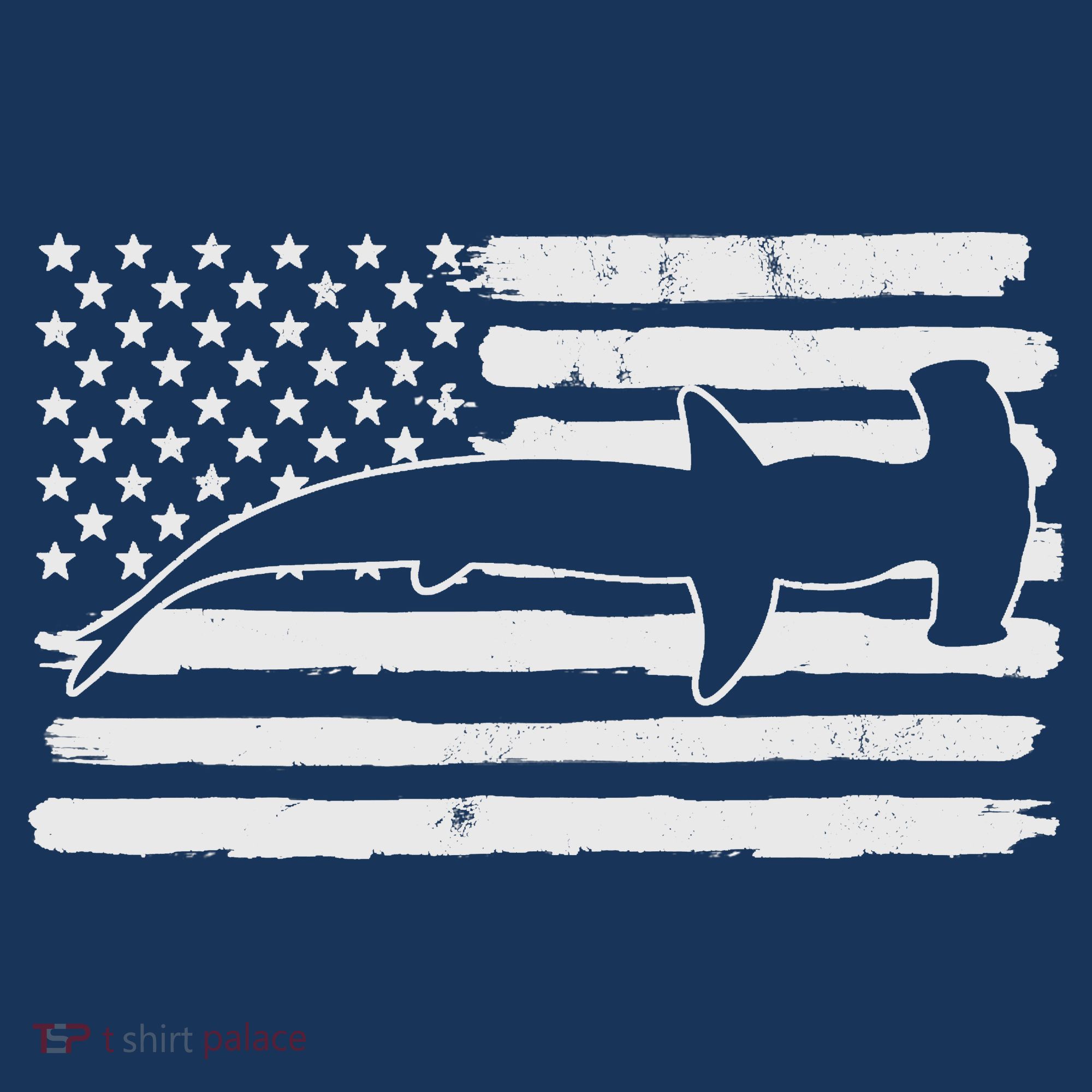 Hammerhead Shark USA Flag 4th Of July Fourth Vintage T-Shirt