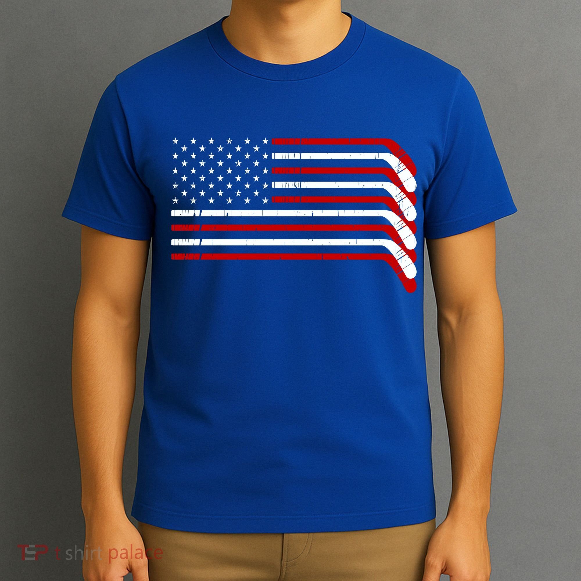 Hockey Stick USA American Flag T-Shirt