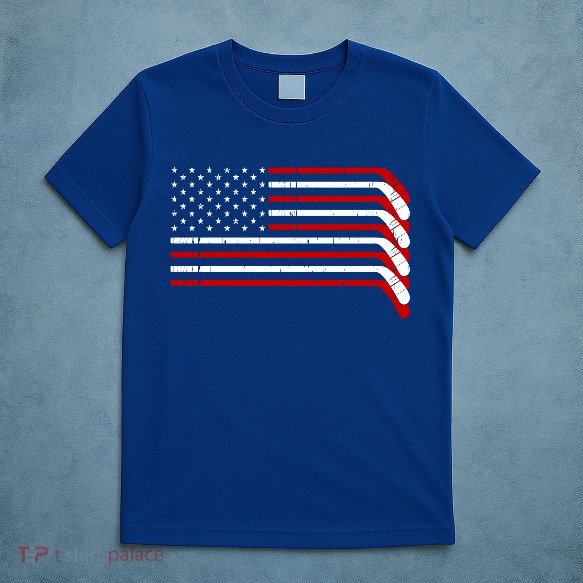 Hockey Stick USA American Flag T-Shirt