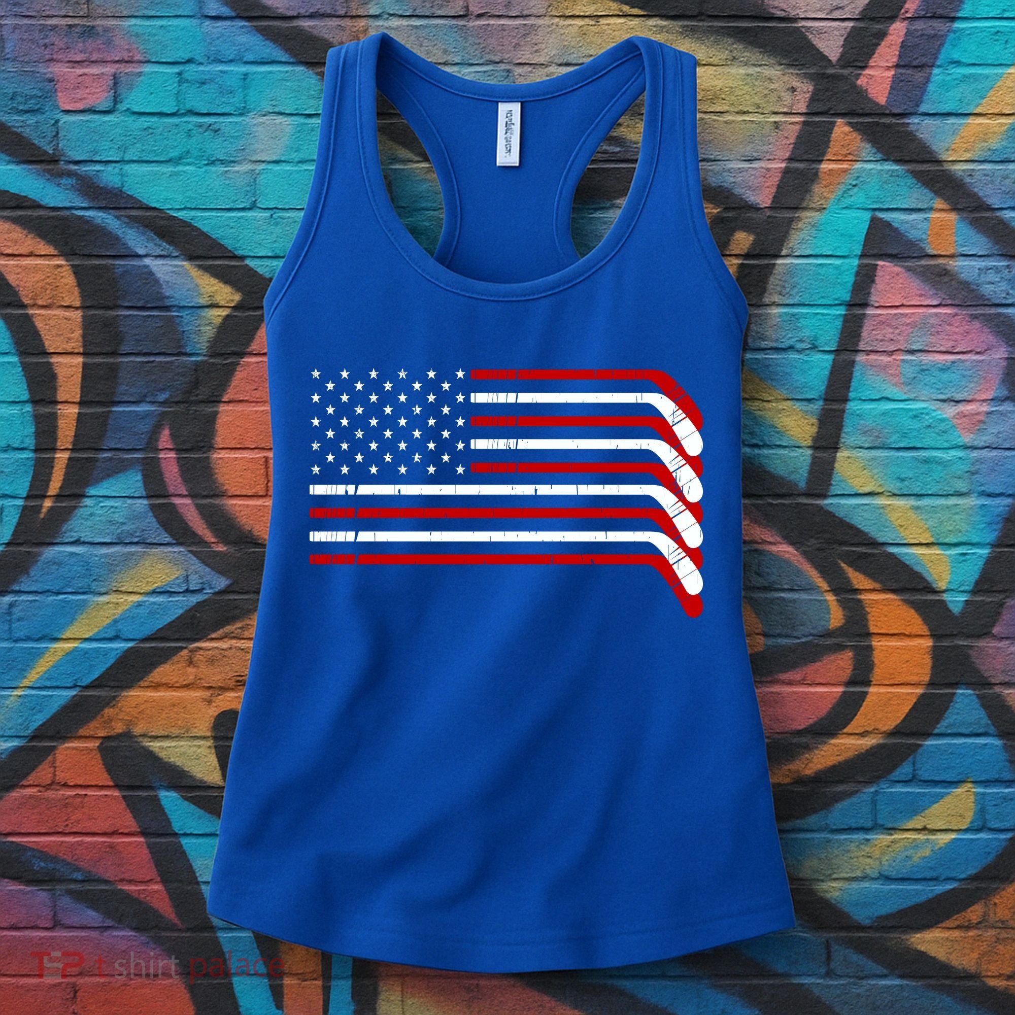 Hockey Stick USA American Flag Women's Tank Top
