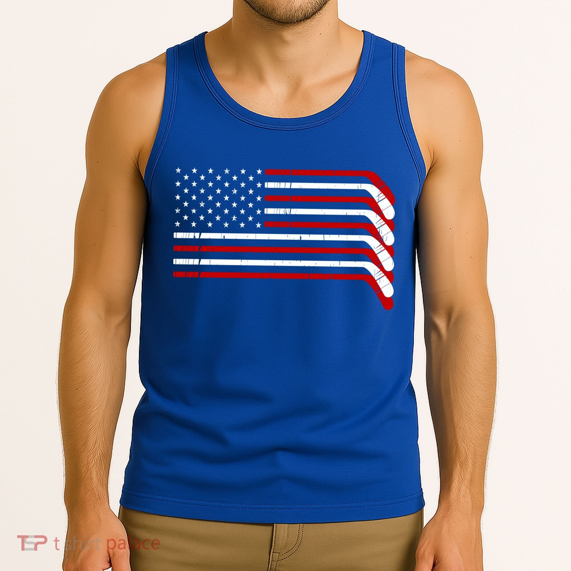 Hockey Stick USA American Flag Tank Top