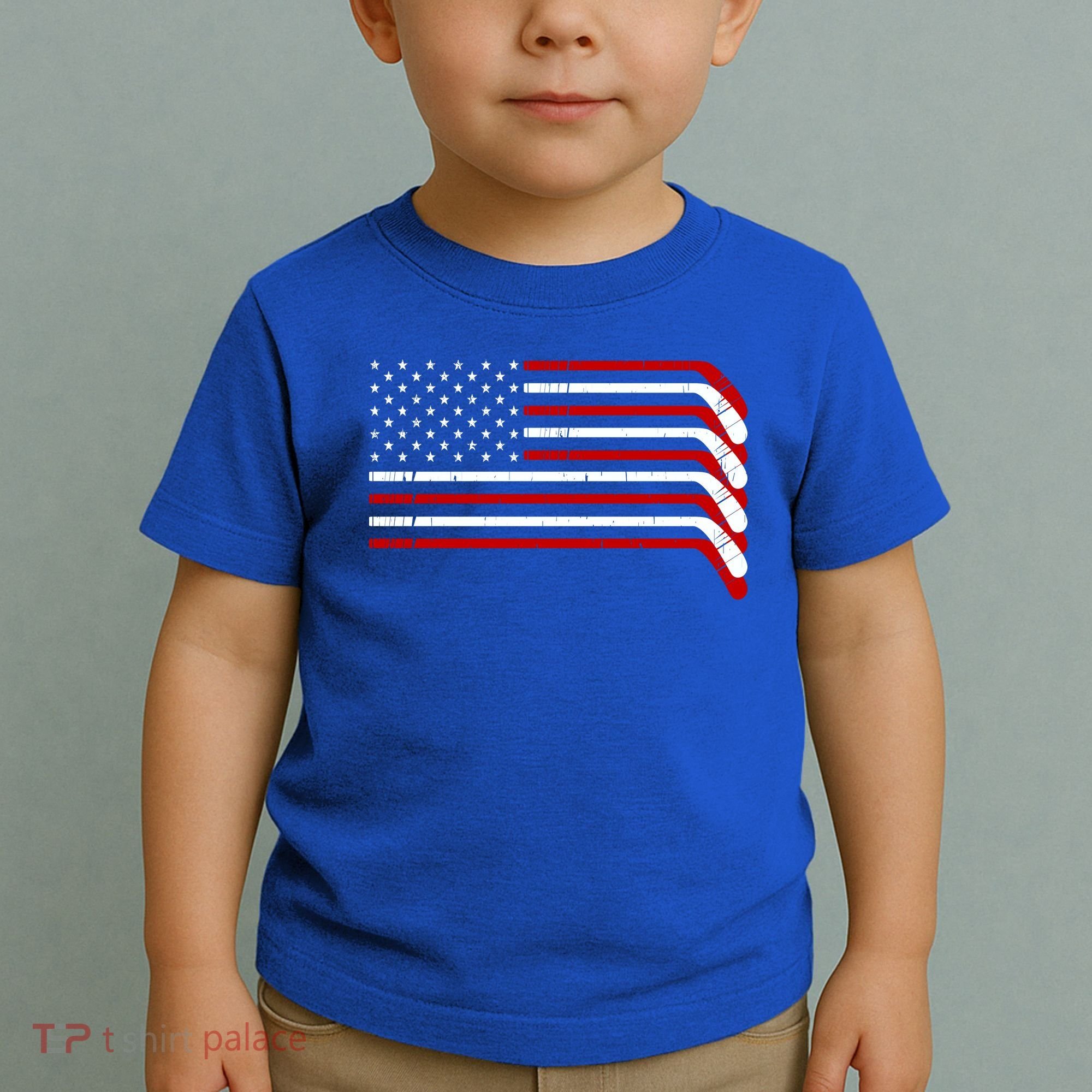 Hockey Stick USA American Flag Toddler T-Shirt