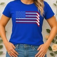 Hockey Stick USA American Flag Women's T-Shirt thumb 2