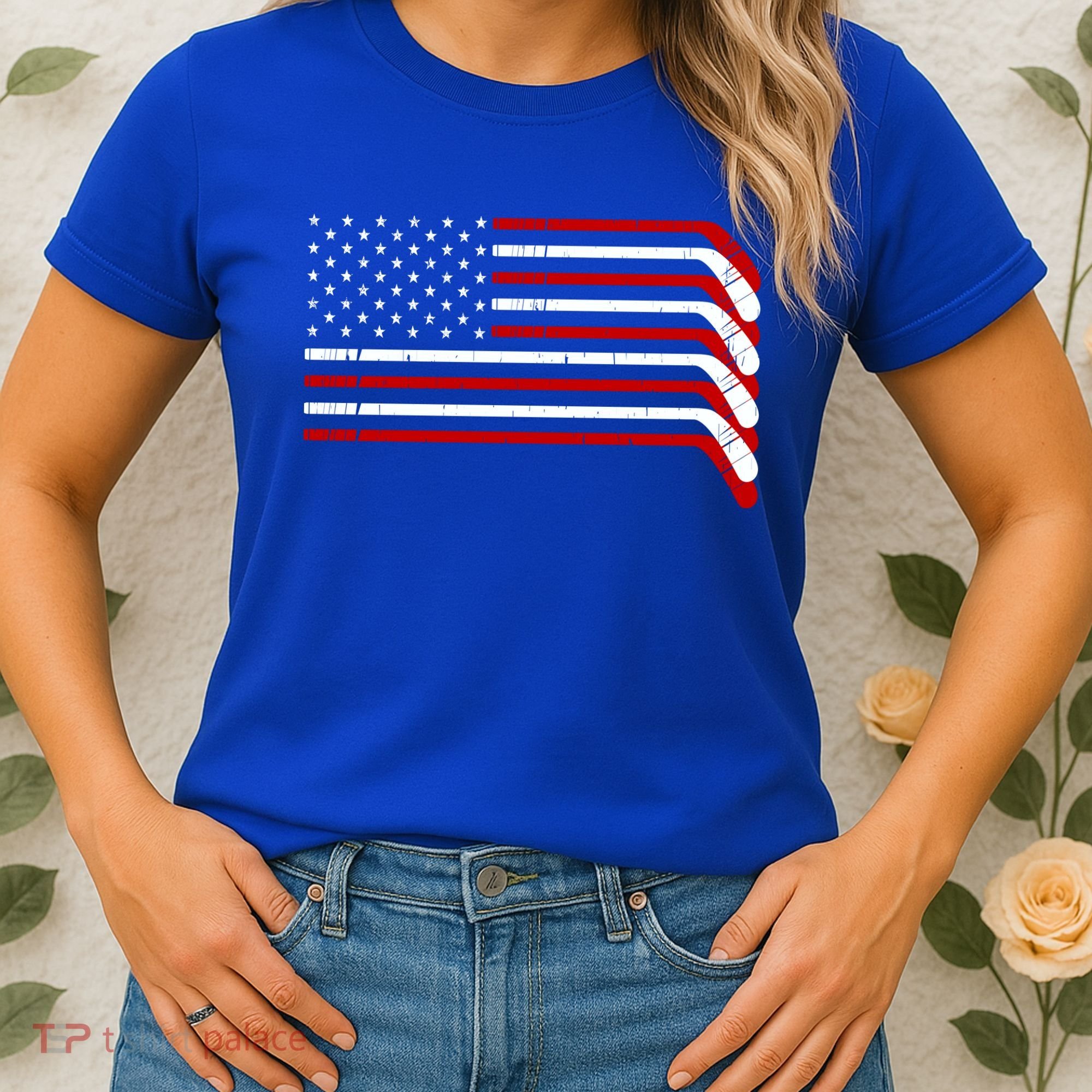 Hockey Stick USA American Flag Women's T-Shirt