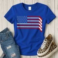 Hockey Stick USA American Flag Women's T-Shirt thumb 3
