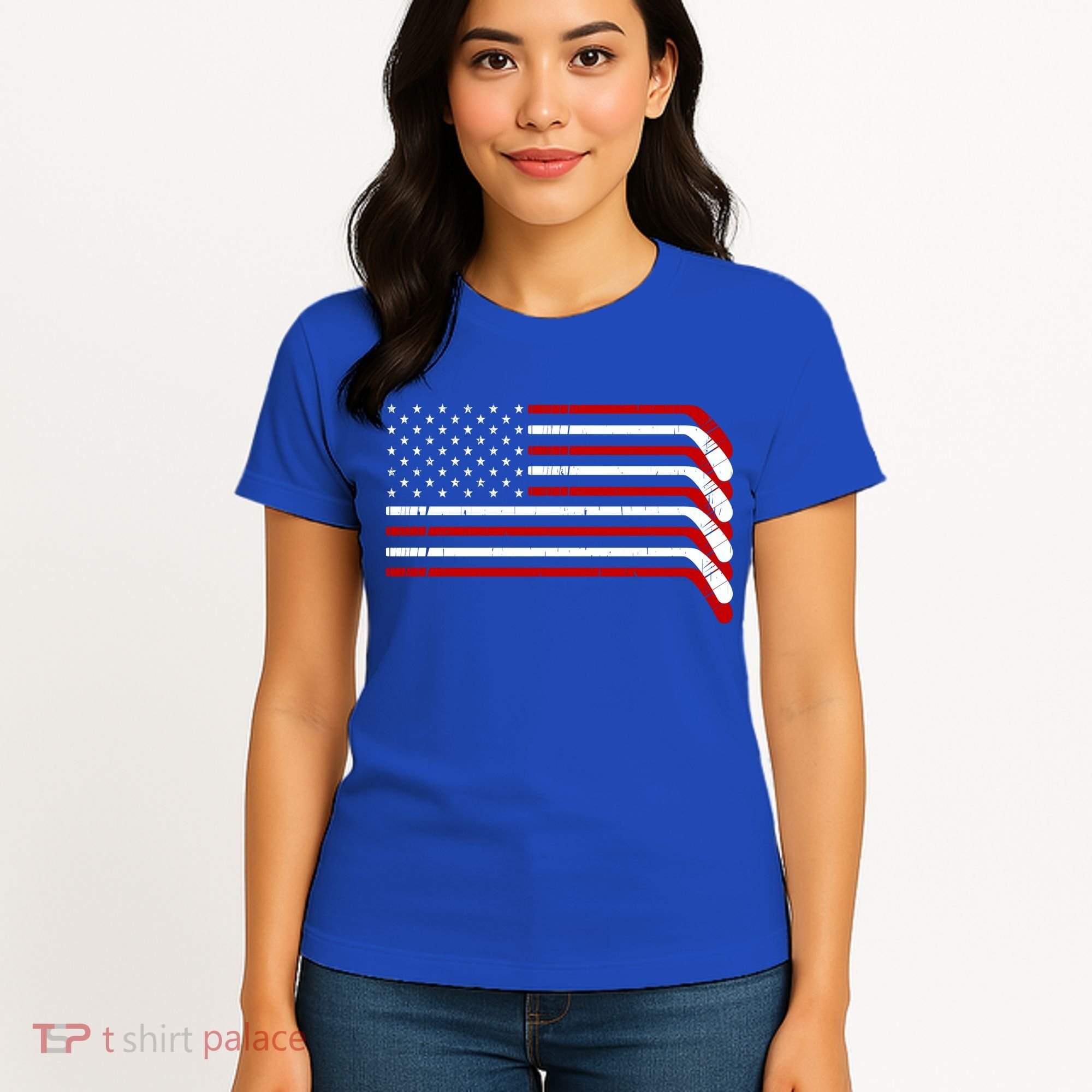 Hockey Stick USA American Flag Women's T-Shirt