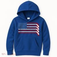 Hockey Stick USA American Flag Kids Hoodie thumb 0