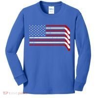 Hockey Stick USA American Flag Kids Long Sleeve Shirt thumb 0