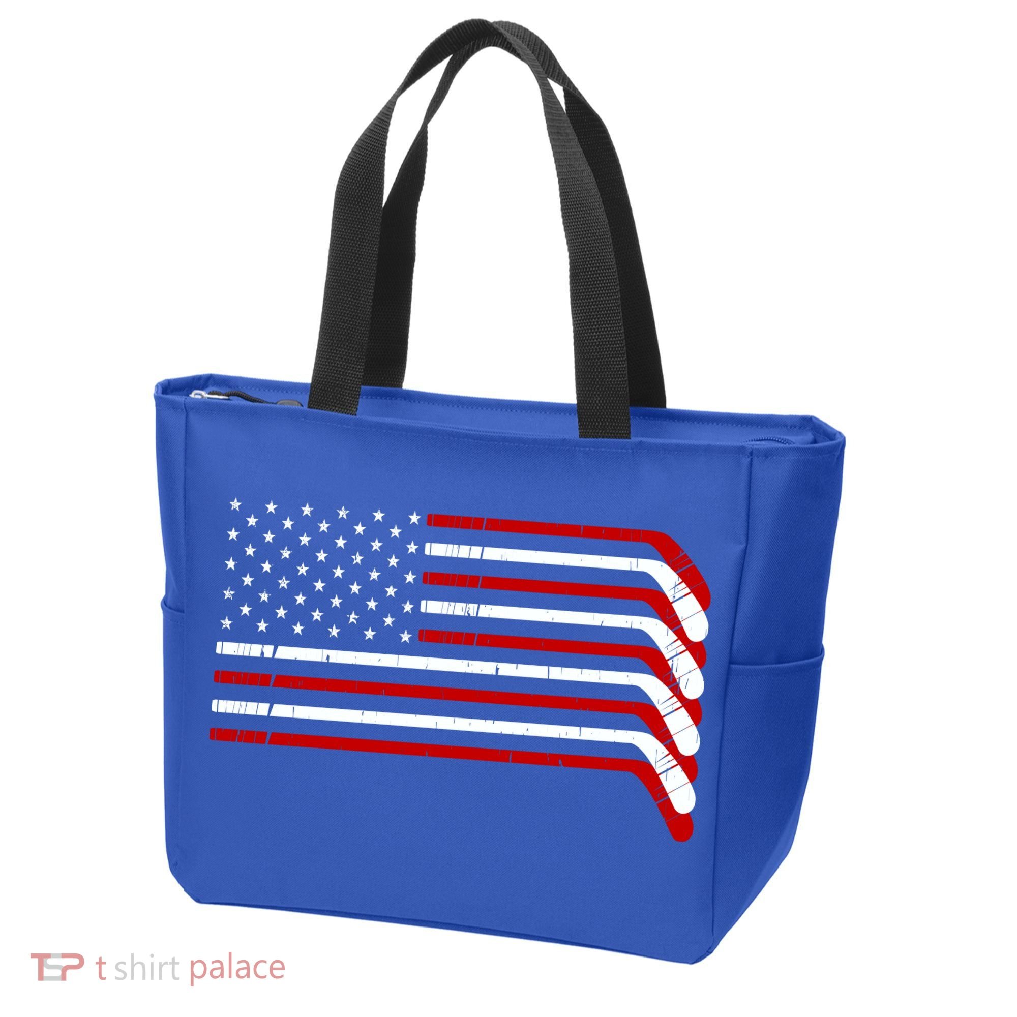 Hockey Stick USA American Flag Tote Bag