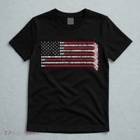 Hockey Stick USA Flag Faded Hockey Player Tshirt T-Shirt thumb 5