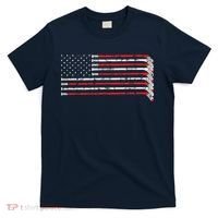 Hockey Stick USA Flag Faded Hockey Player T-Shirt thumb 0