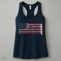Hockey Stick USA Flag Faded Hockey Player Women's Tank Top thumb 3