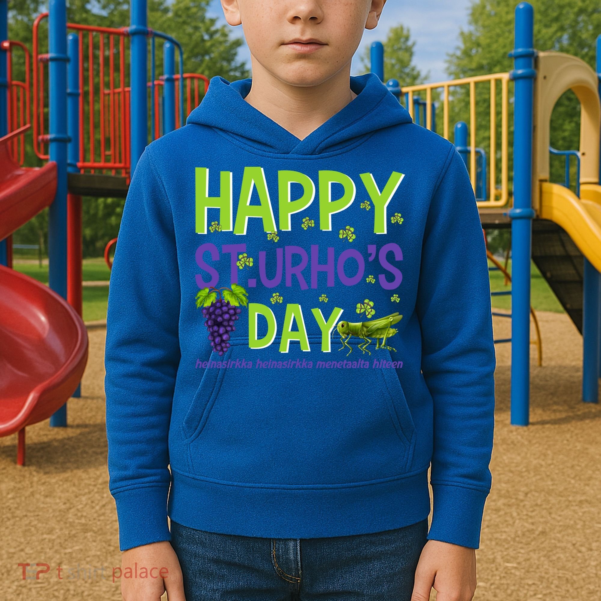 Happy St Urho's Day Funny Cool Gift Kids Hoodie