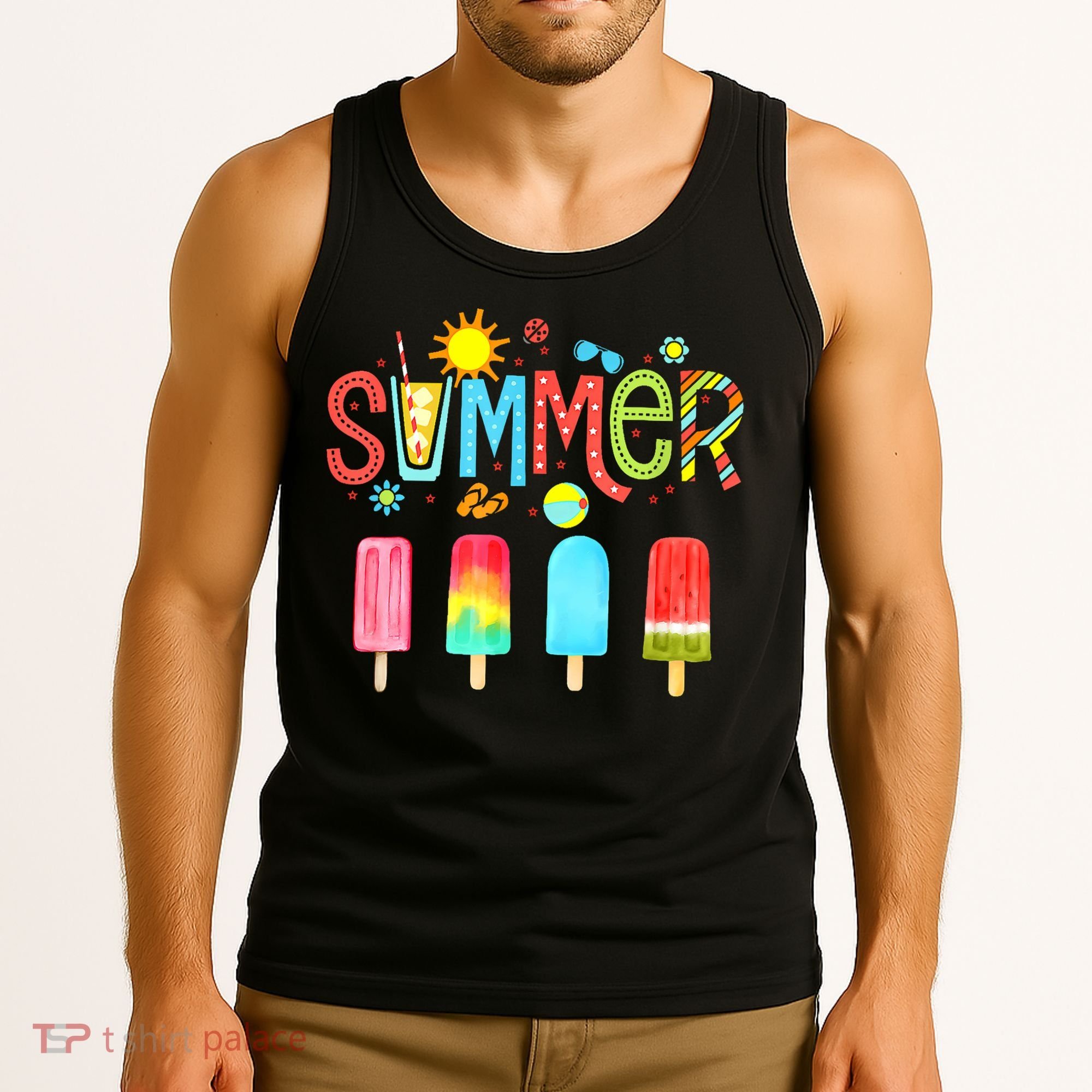 Hello Summer Vacation Ice Cream Popsicle Ice Lolly Gifts (1) Tank Top