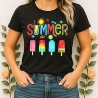 Hello Summer Vacation Ice Cream Popsicle Ice Lolly Gifts (1) Women's T-Shirt thumb 2
