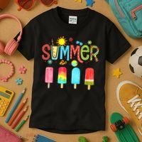Hello Summer Vacation Ice Cream Popsicle Ice Lolly Gifts (1) Kids T-Shirt thumb 3