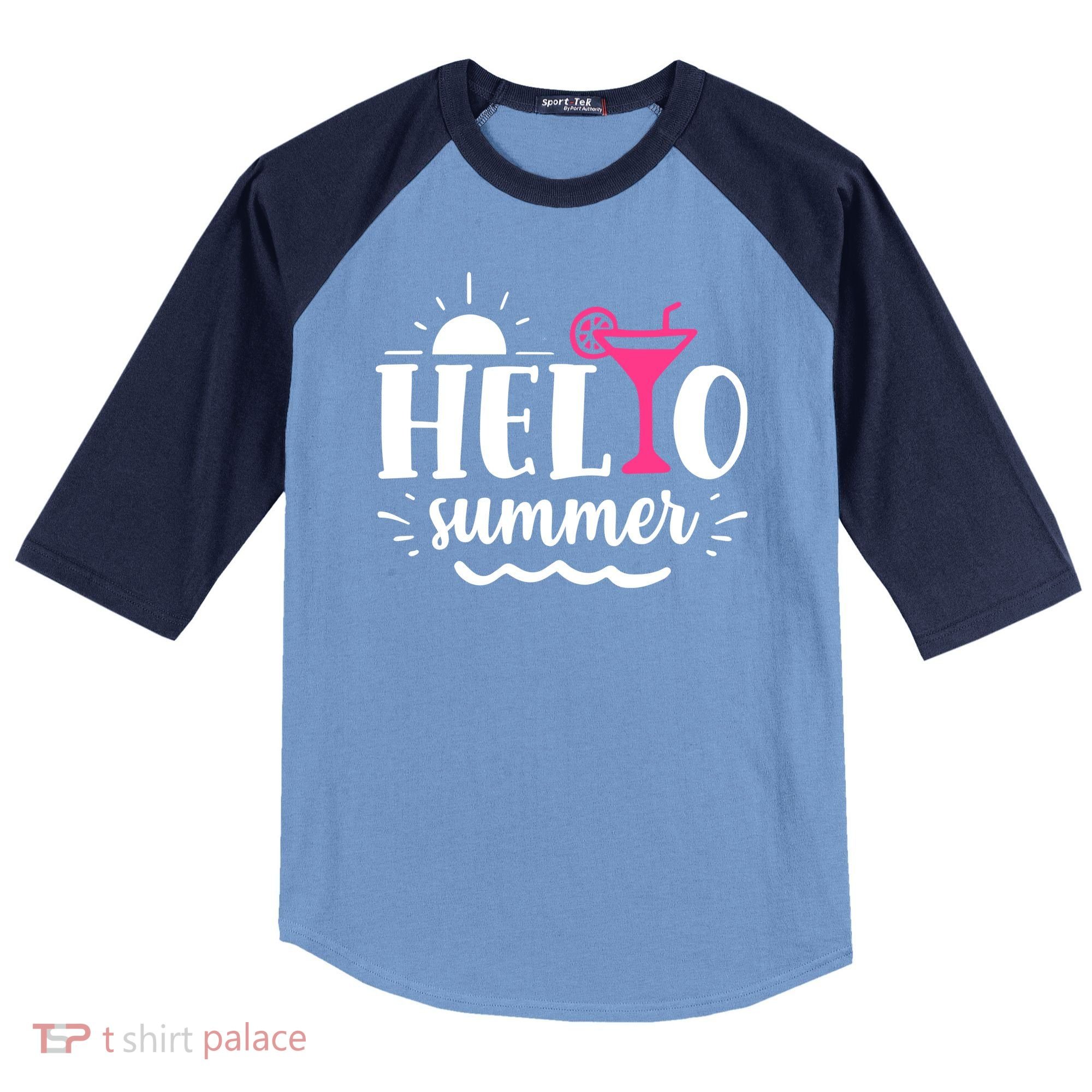 Hello Summer Vacation Fun Raglan Baseball Sleeve Shirt