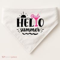 Hello Summer Vacation Fun USA-Made Doggie Bandana thumb 0