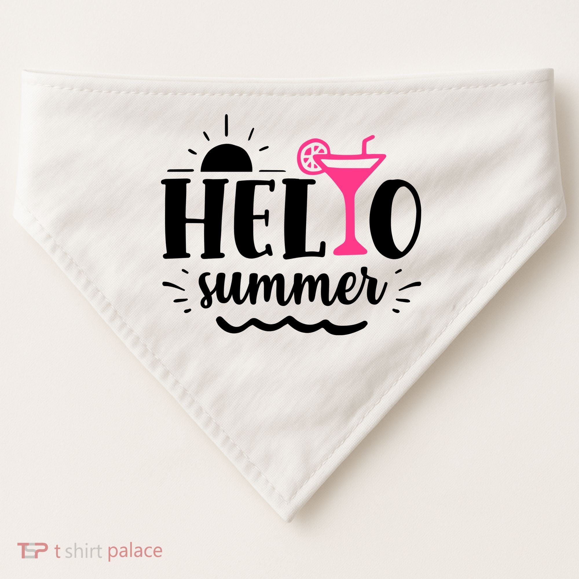 Hello Summer Vacation Fun USA-Made Doggie Bandana