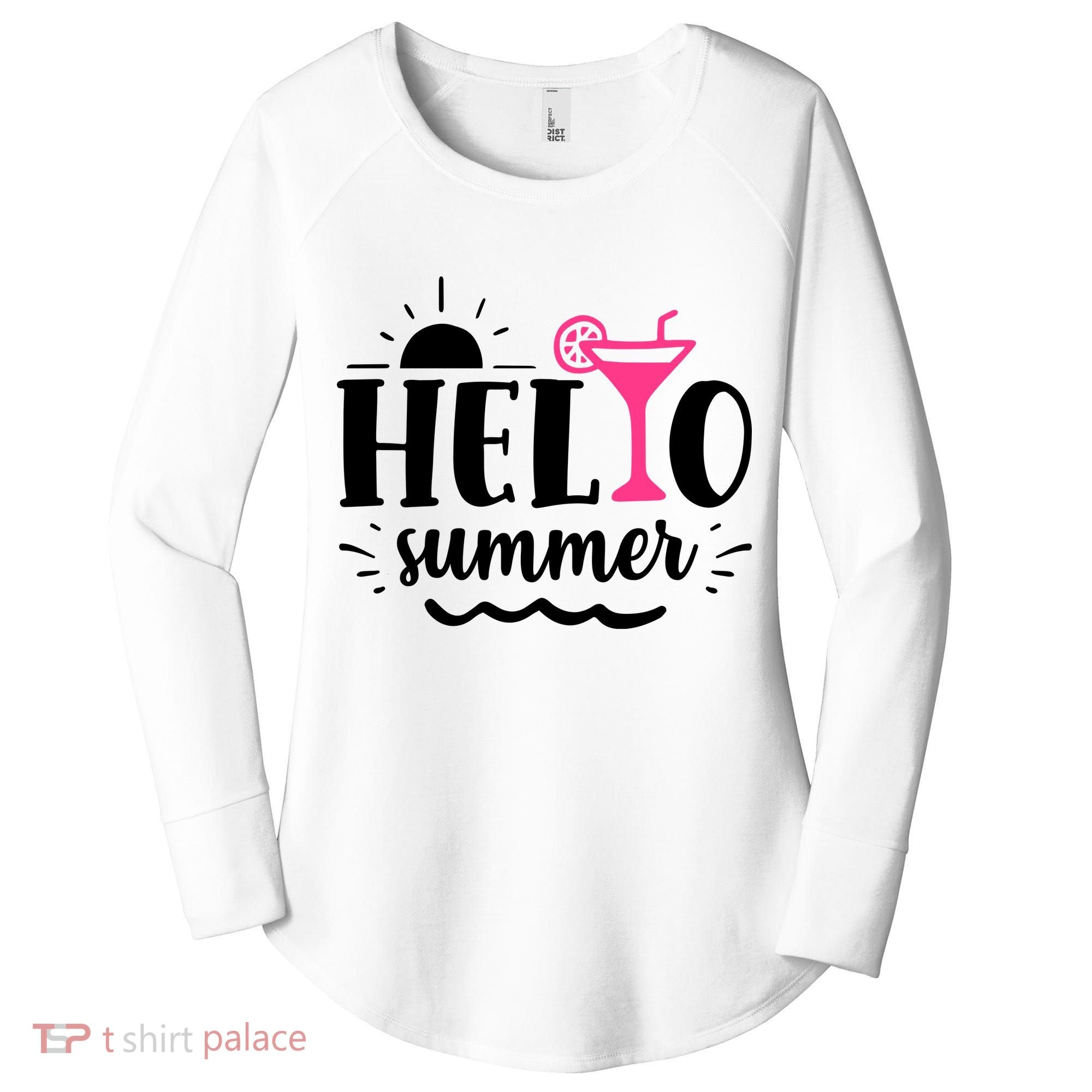 Hello Summer Vacation Fun Women's Perfect Tri Tunic Long Sleeve Shirt