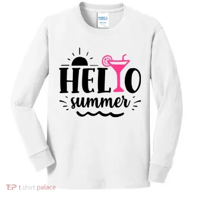 Hello Summer Vacation Fun Kids Long Sleeve Shirt