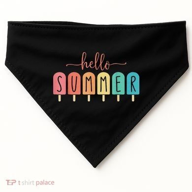 Hello Summer Vacation Ice Cream Popsicle Ice Lolly USA-Made Doggie Bandana