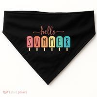 Hello Summer Vacation Ice Cream Popsicle Ice Lolly USA-Made Doggie Bandana thumb 0