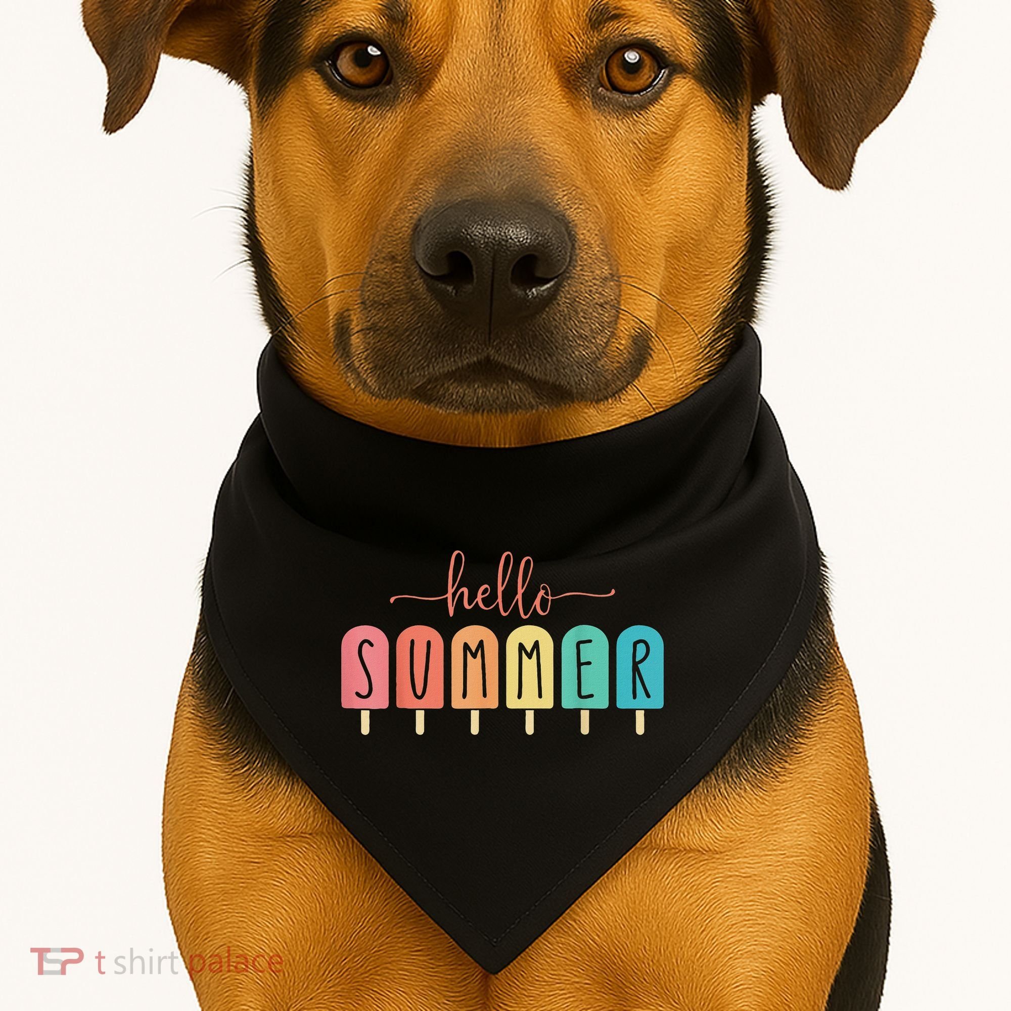 Hello Summer Vacation Ice Cream Popsicle Ice Lolly USA-Made Doggie Bandana