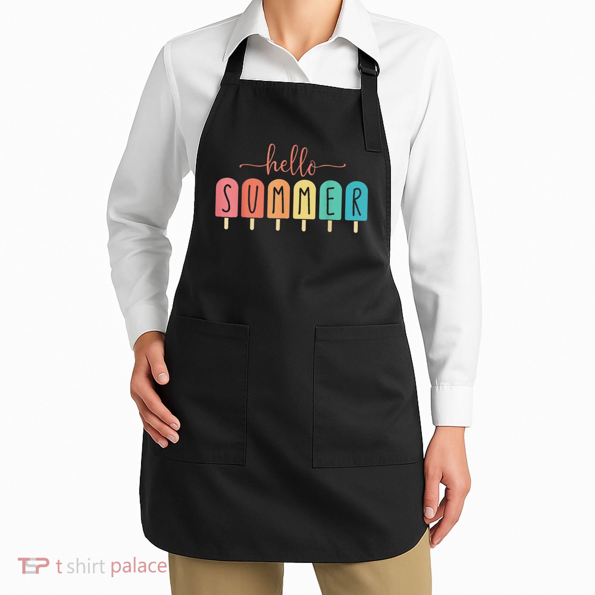 Hello Summer Vacation Ice Cream Popsicle Ice Lolly Apron