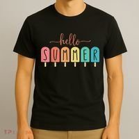 Hello Summer Vacation Ice Cream Popsicle Ice Lolly T-Shirt thumb 3