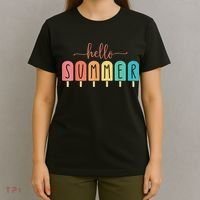 Hello Summer Vacation Ice Cream Popsicle Ice Lolly T-Shirt thumb 4
