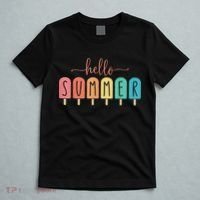 Hello Summer Vacation Ice Cream Popsicle Ice Lolly T-Shirt thumb 5