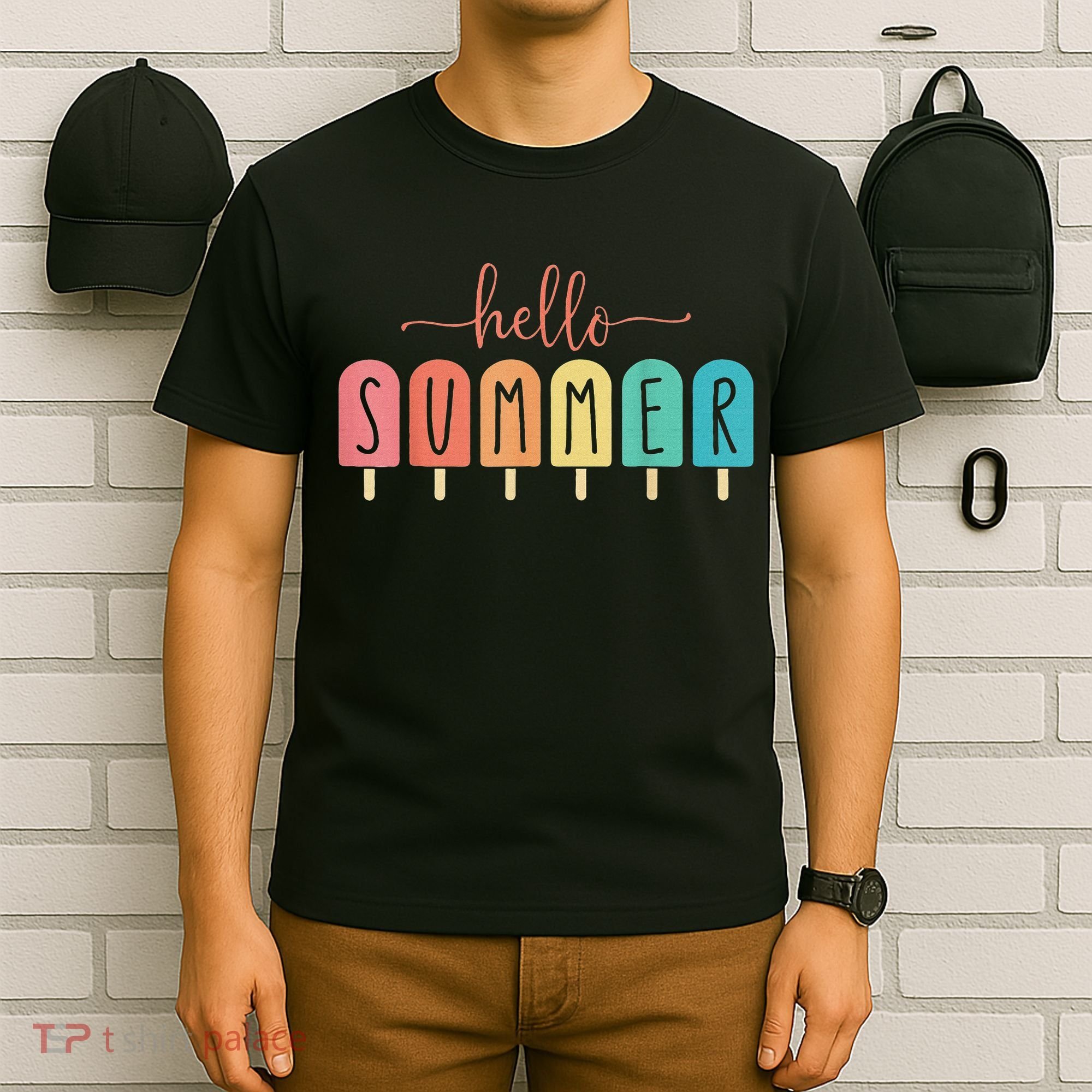 Hello Summer Vacation Ice Cream Popsicle Ice Lolly T-Shirt