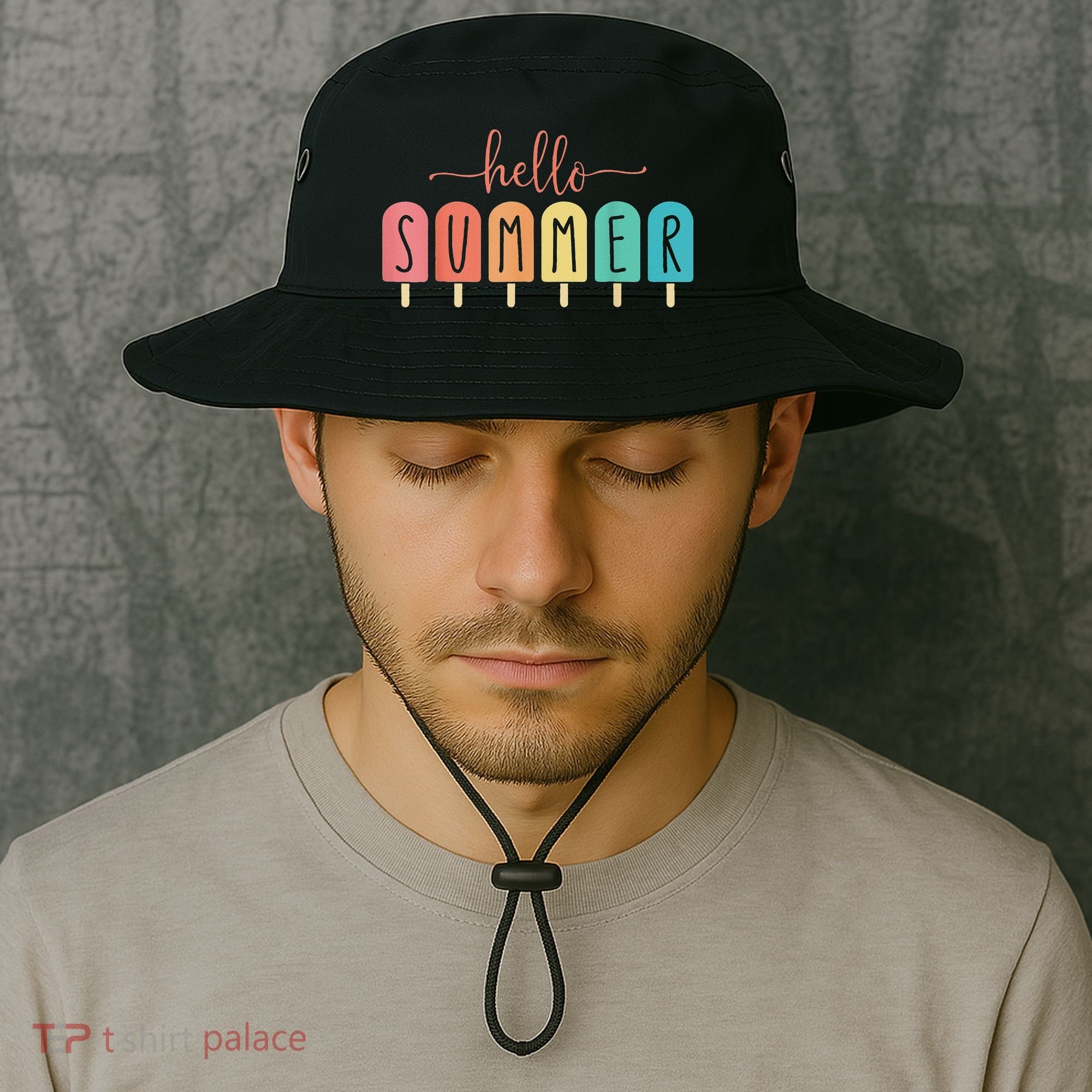 Hello Summer Vacation Ice Cream Popsicle Ice Lolly Bucket Hat