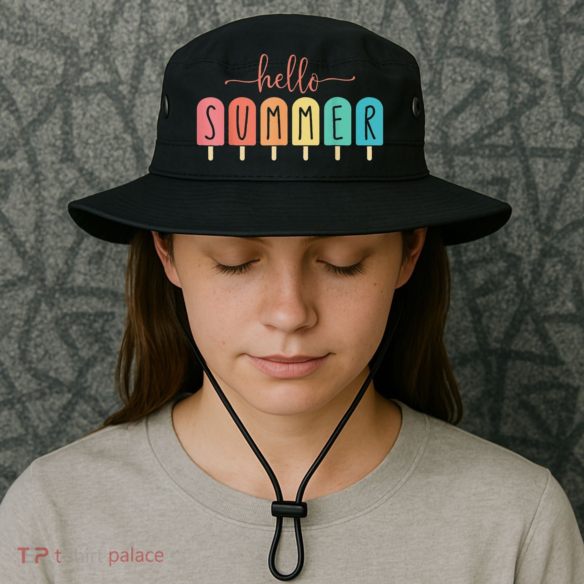 Hello Summer Vacation Ice Cream Popsicle Ice Lolly Bucket Hat