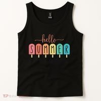 Hello Summer Vacation Ice Cream Popsicle Ice Lolly Tank Top thumb 2