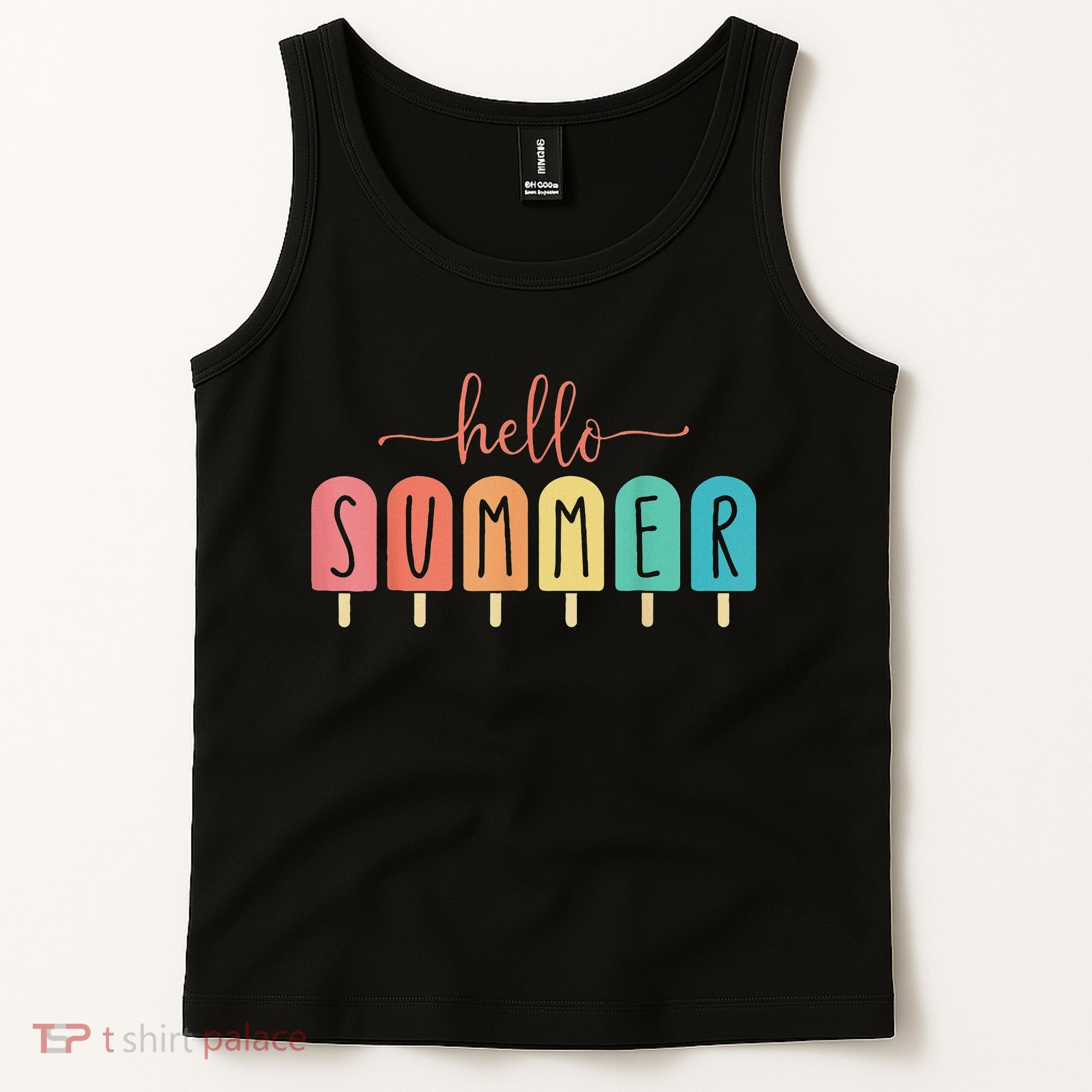 Hello Summer Vacation Ice Cream Popsicle Ice Lolly Tank Top