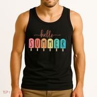 Hello Summer Vacation Ice Cream Popsicle Ice Lolly Tank Top thumb 3