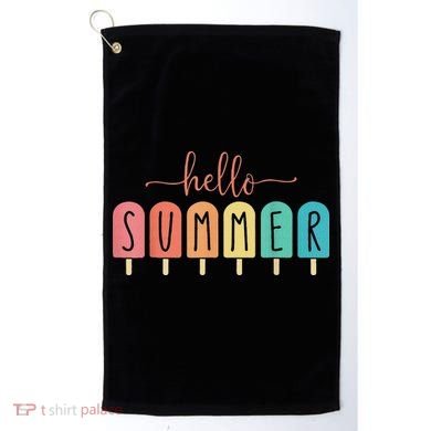 Hello Summer Vacation Ice Cream Popsicle Ice Lolly Golf Towel