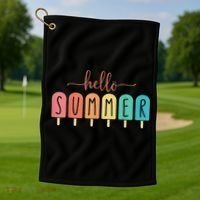 Hello Summer Vacation Ice Cream Popsicle Ice Lolly Golf Towel thumb 1