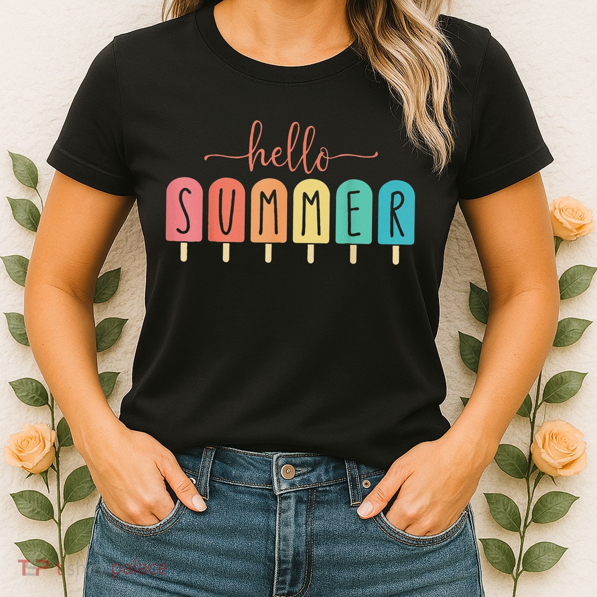 Hello Summer Vacation Ice Cream Popsicle Ice Lolly Women's T-Shirt