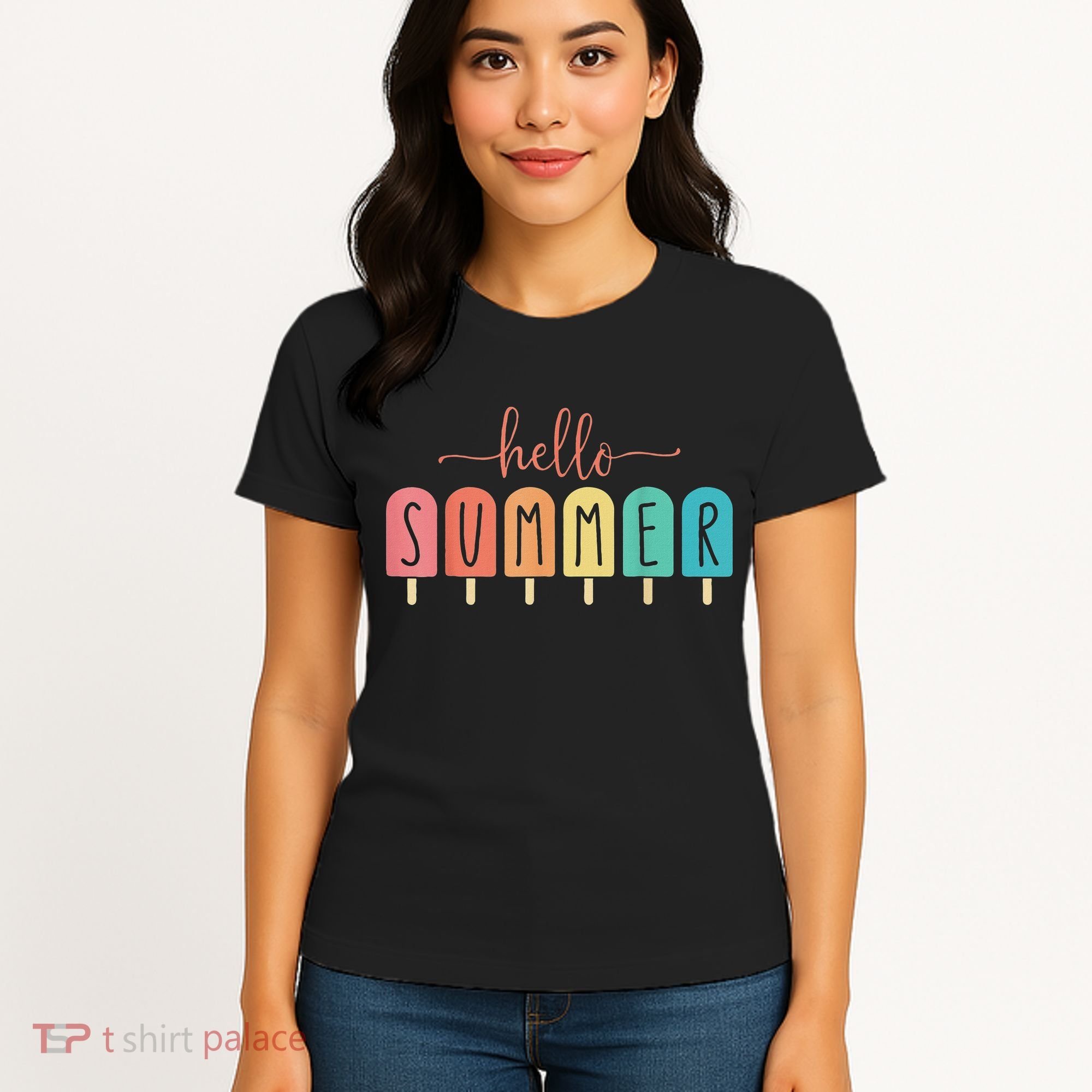 Hello Summer Vacation Ice Cream Popsicle Ice Lolly Women's T-Shirt