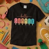 Hello Summer Vacation Ice Cream Popsicle Ice Lolly Kids T-Shirt thumb 3
