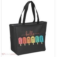 Hello Summer Vacation Ice Cream Popsicle Ice Lolly Tote Bag thumb 2