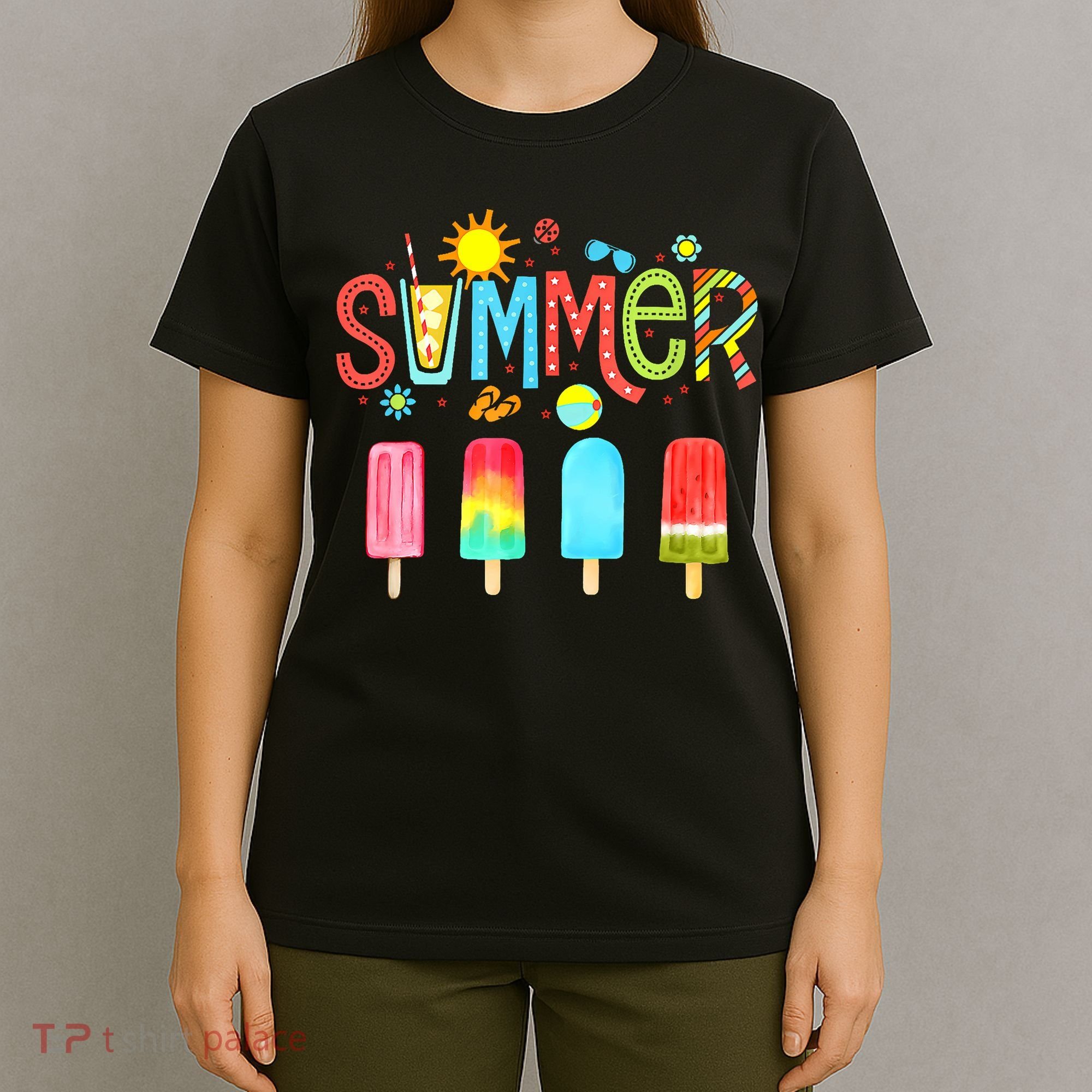 Hello Summer Vacation Ice Cream Popsicle Ice Lolly Gifts T-Shirt