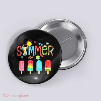 Hello Summer Vacation Ice Cream Popsicle Ice Lolly Gifts Button