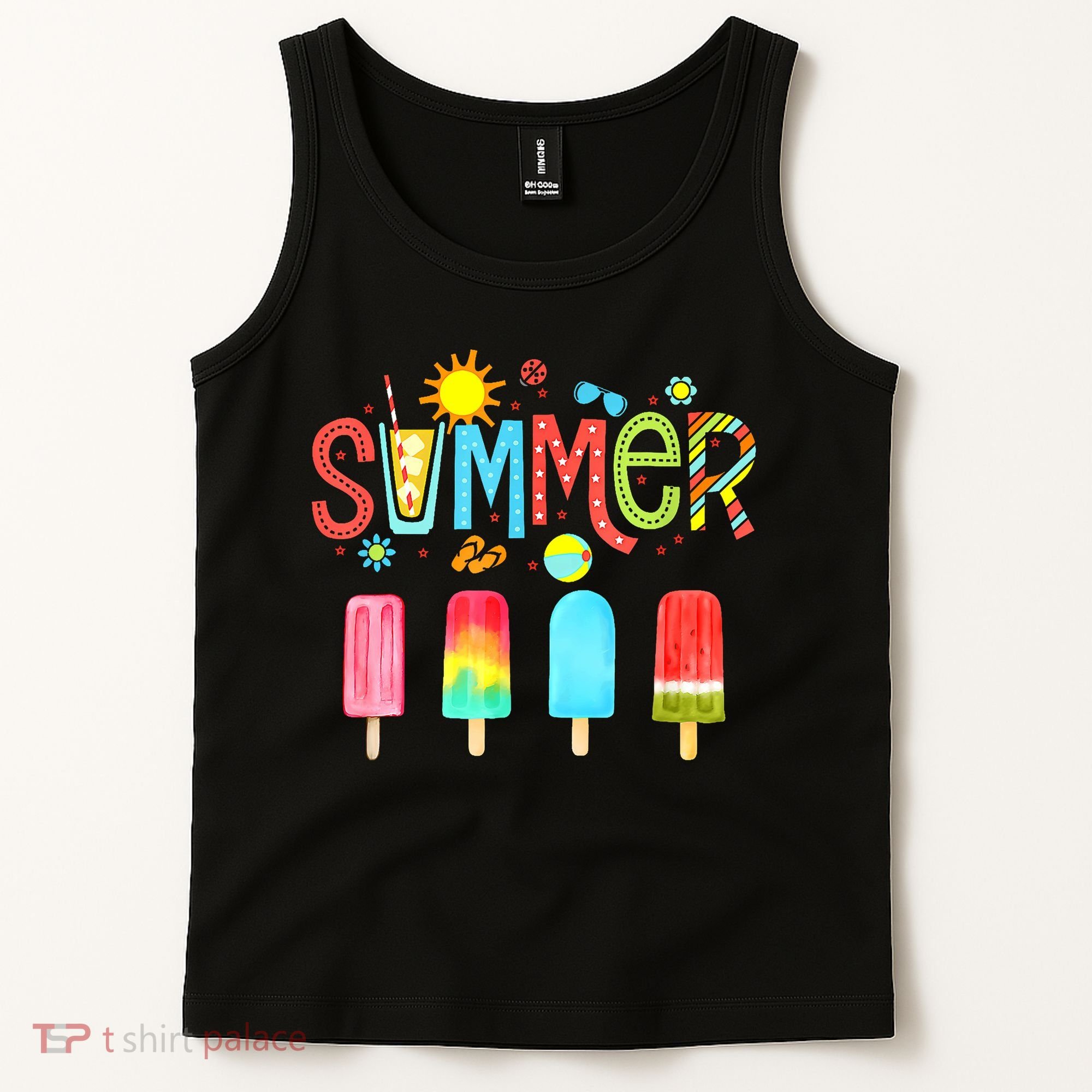 Hello Summer Vacation Ice Cream Popsicle Ice Lolly Gifts Tank Top