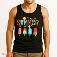 Hello Summer Vacation Ice Cream Popsicle Ice Lolly Gifts Tank Top thumb 3