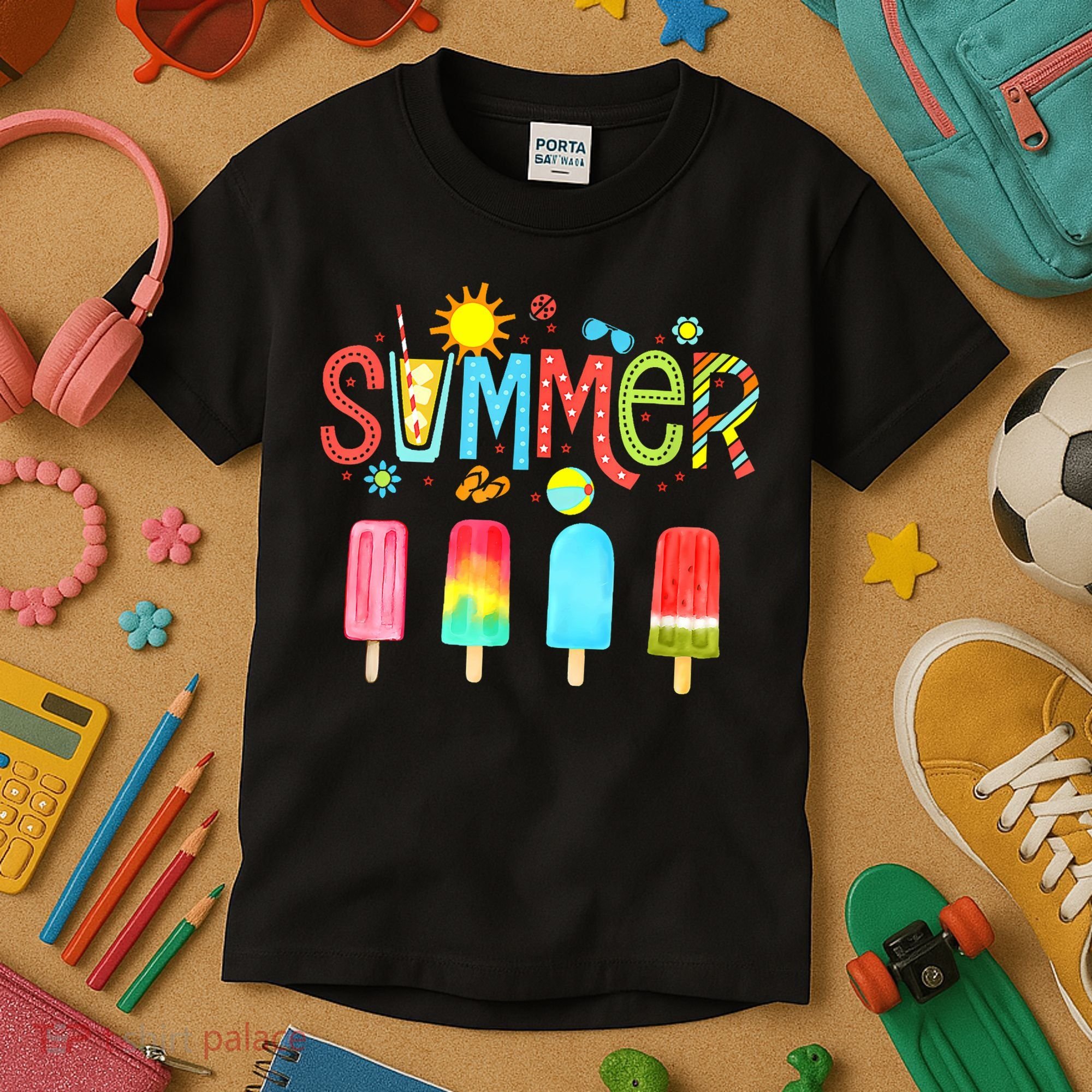 Hello Summer Vacation Ice Cream Popsicle Ice Lolly Gifts Kids T-Shirt